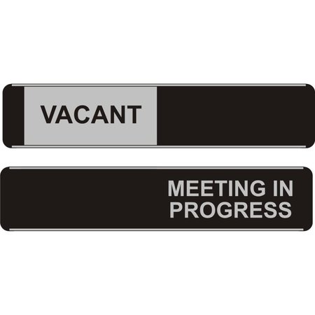 STEWART SUPERIOR 10 x 2 in. Messaging Vacant & Meeting in Progress Sliding Aluminum Sign ST475939